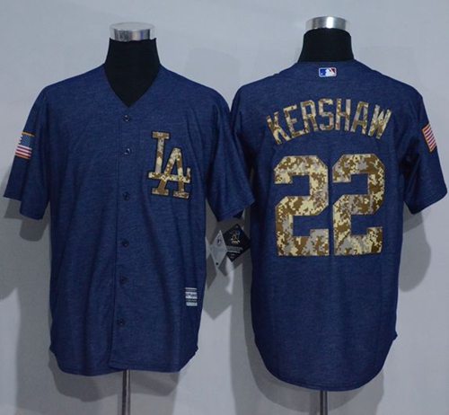 Dodgers #22 Clayton Kershaw Denim Blue Salute to Service Stitched MLB Jersey - Click Image to Close